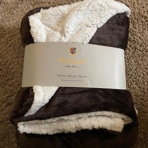 Dark Brown Velvet Sherpa Throw